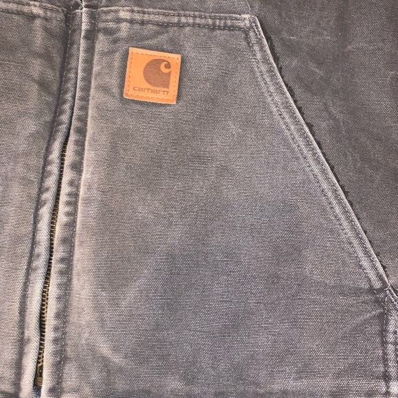 Carhartt V33 GVL Gray Fleece Sherpa Lined Canvas Rugged Work Wear Zip Up Vest XL - Picture 11 of 15